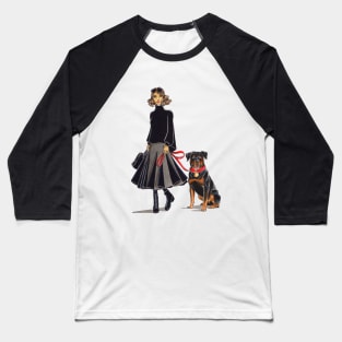 Lady and Her Rottweiler Baseball T-Shirt